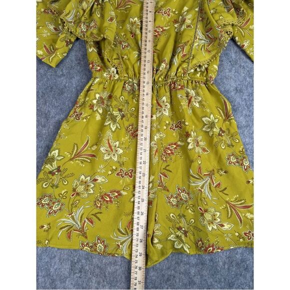 Chelsea & Violet Romper Womens Size XS Green Floral Square Neck Ruffle One-Piece - Picture 5 of 5